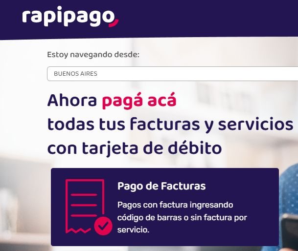 Selección de provincia y opción Pago de Facturas