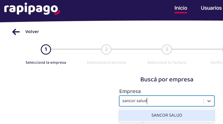 Campo Empresa con la búsqueda sancor salud