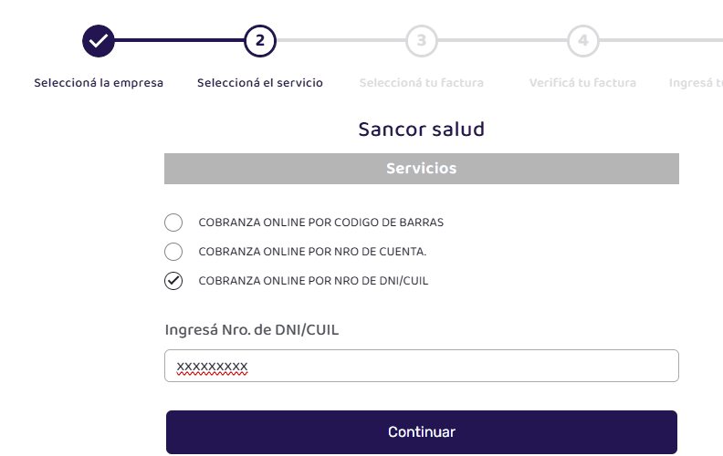 Opción por número de DNI o CUIL y campo para ingresar el DNI